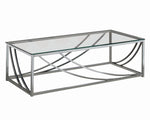 Tiziana 3-Pc Clear Glass/Chrome Metal Coffee Table Set