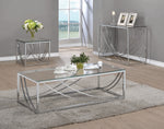 Tiziana Contemporary Clear Glass/Chrome Metal Coffee Table