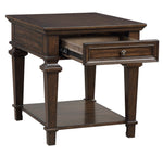 Tobias Espresso Wood End Table with Drawer & Shelf