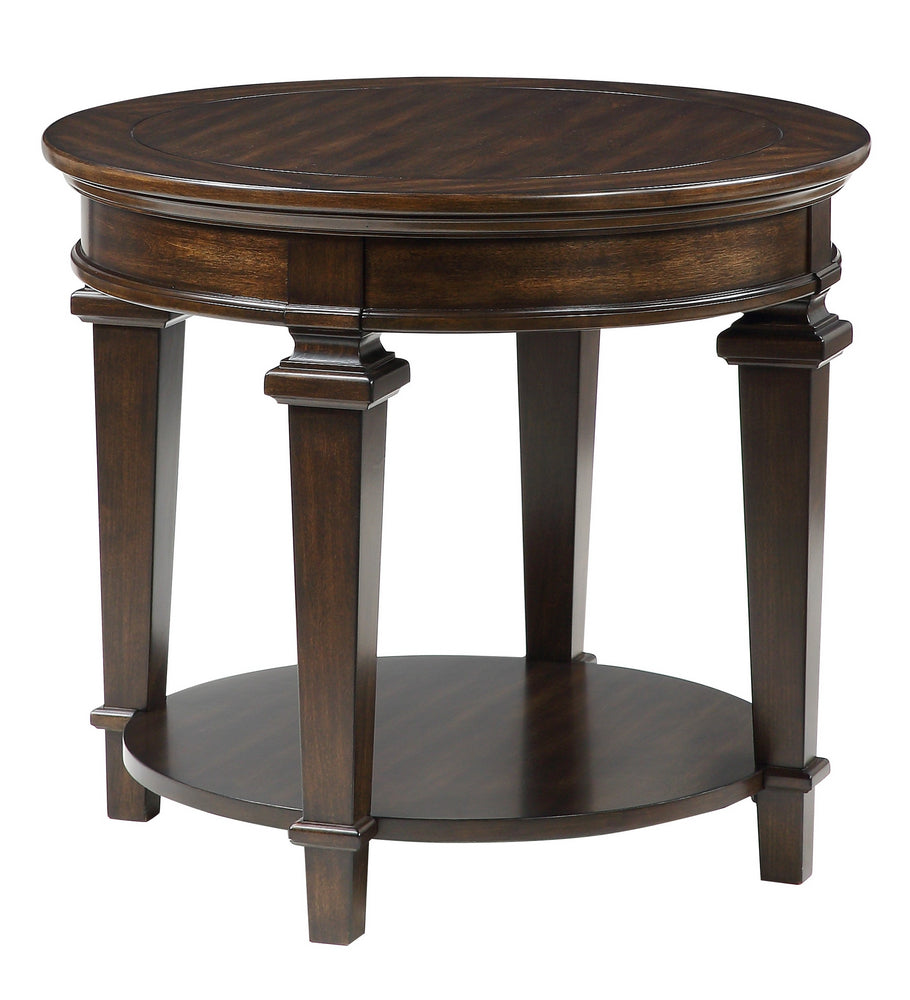 Tobias Espresso Wood Round End Table