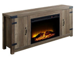 Tobias Rustic Oak Wood TV Stand with Fireplace