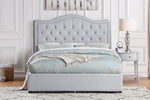 Toddrick Gray Fabric Button Tufted King Platform Bed