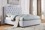 Toddrick Gray Fabric Button Tufted Queen Platform Bed