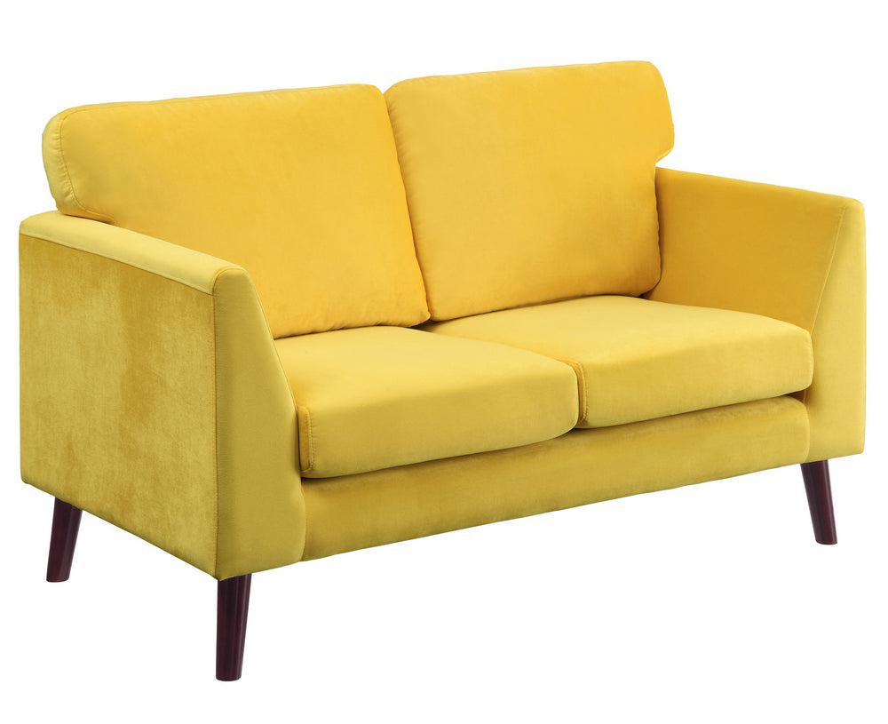 Tolley Yellow Velvet Fabric Loveseat