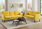 Tolley Yellow Velvet Fabric Loveseat