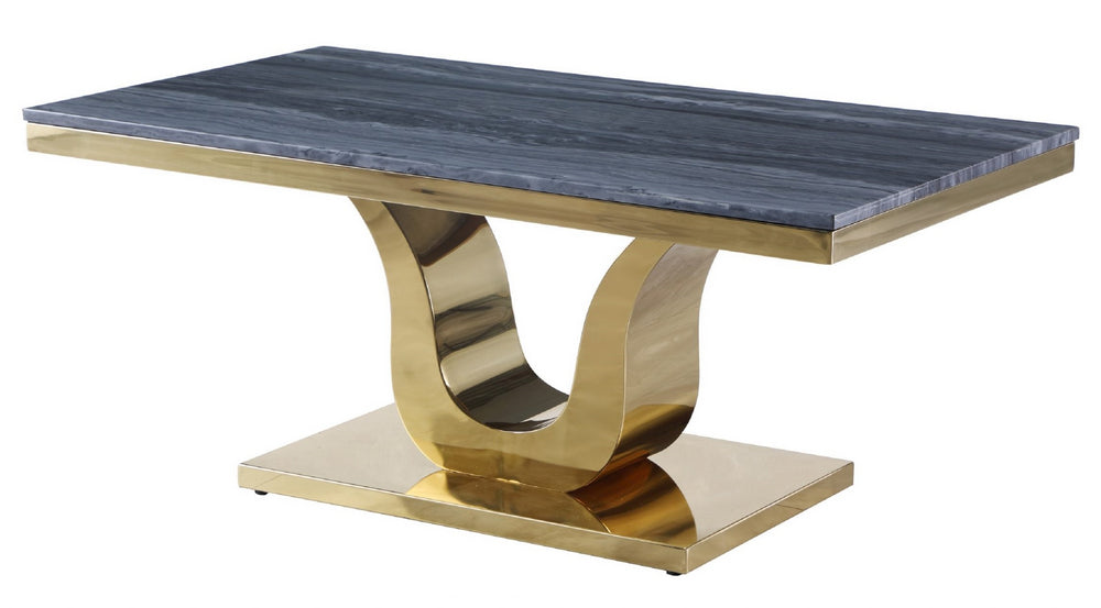 Tovia Dark Gray Marble/Gold Coffee Table