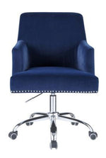 Trenerry Blue Velvet Swivel Office Chair with Nailheads