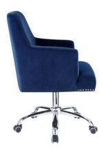 Trenerry Blue Velvet Swivel Office Chair with Nailheads