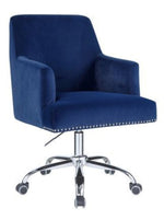 Trenerry Blue Velvet Swivel Office Chair with Nailheads