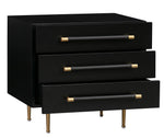 Trident Black Wood 3-Drawer Nightstand