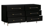 Trident Black Wood 6-Drawer Dresser