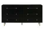 Trident Black Wood 6-Drawer Dresser