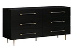 Trident Black Wood 6-Drawer Dresser