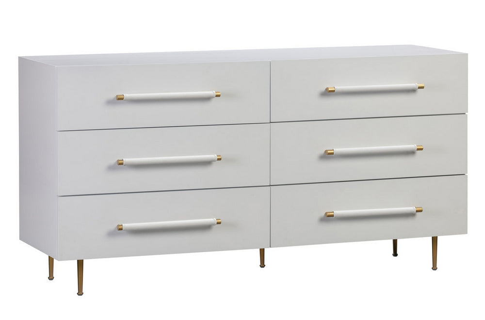 Trident White Wood 6-Drawer Dresser