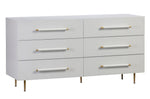 Trident White Wood 6-Drawer Dresser