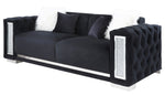 Trislar Black Velvet Tufted 2-Seat Sofa (Oversized)