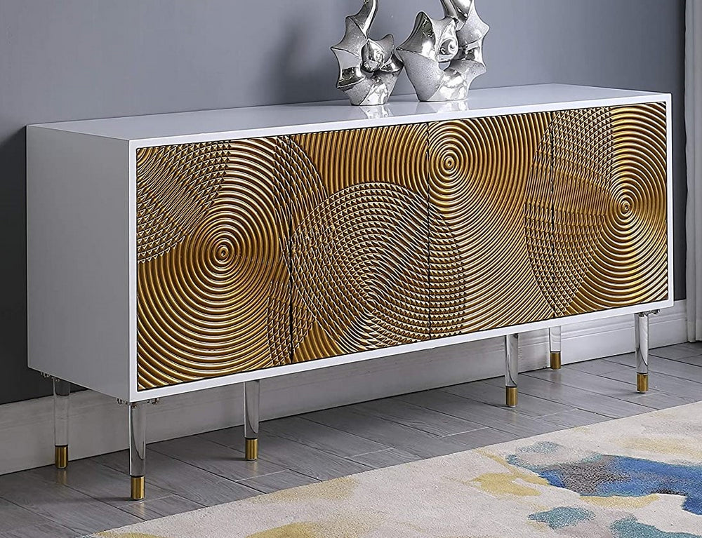 Tula White High Gloss Wood/Gold Sideboard