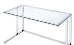 Tyrese Clear Glass/Chrome Metal Writing Desk