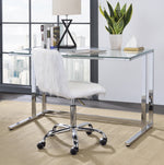 Tyrese Clear Glass/Chrome Metal Writing Desk