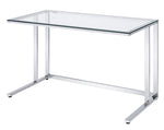 Tyrese Clear Glass/Chrome Metal Writing Desk