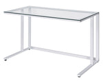 Tyrese Clear Glass/White Metal Writing Desk