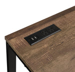 Tyrese Walnut Wood/Black Metal Writing Desk with USB