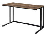 Tyrese Walnut Wood/Black Metal Writing Desk with USB