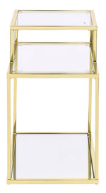 Uchenna Clear Glass/Gold Finish Metal Accent Table