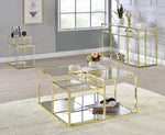 Uchenna Clear Glass/Gold Finish Metal Accent Table