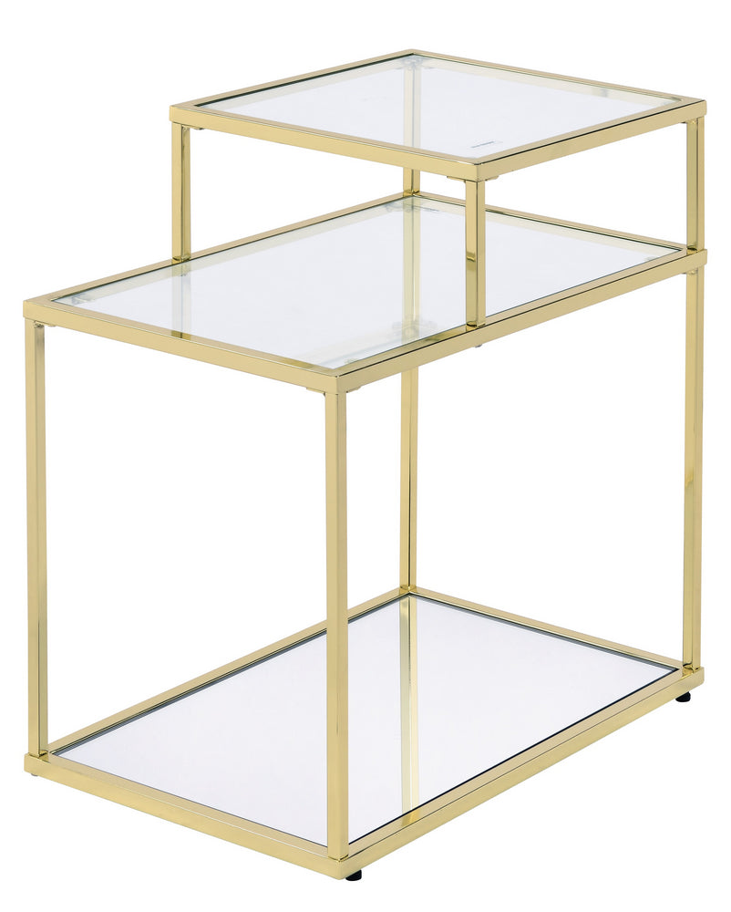 Uchenna Clear Glass/Gold Finish Metal Accent Table