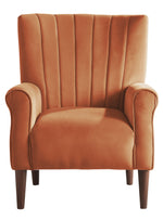 Urielle Orange Velvet Fabric Accent Chair