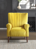 Urielle Yellow Velvet Fabric Accent Chair