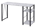 Vadna Antique White Wood/Black Metal Office Desk with 2 Shelves