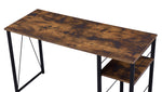 Vadna Weathered Oak Wood/Black Metal Office Desk with 2 Shelves