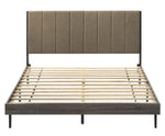 Valdemar Weathered Gray Wood/Brown Fabric Queen Bed