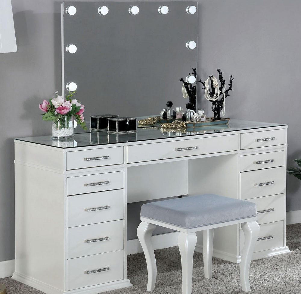 Valentina 3-Pc Luminous White Wood Vanity Set