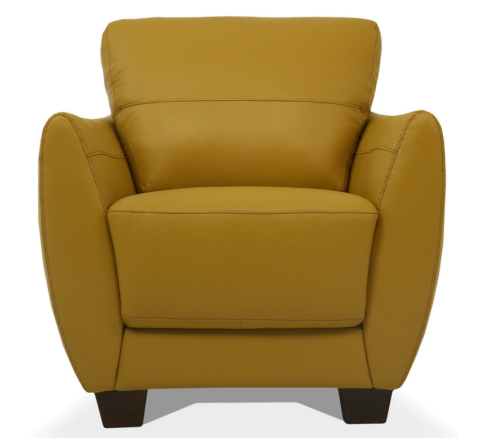 Valeria Mustard Leather Chair with Flared Arms