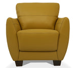 Valeria Mustard Leather Chair with Flared Arms