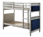 Varian Blue Velvet/Silver Wood Twin/Twin Bunk Bed