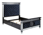 Varian II Black Velvet/Wood King Bed (Oversized)