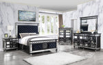 Varian II Black Velvet/Wood King Bed (Oversized)