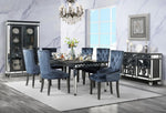 Varian II Dark Navy Velvet/Black Wood Tufted Side Chair