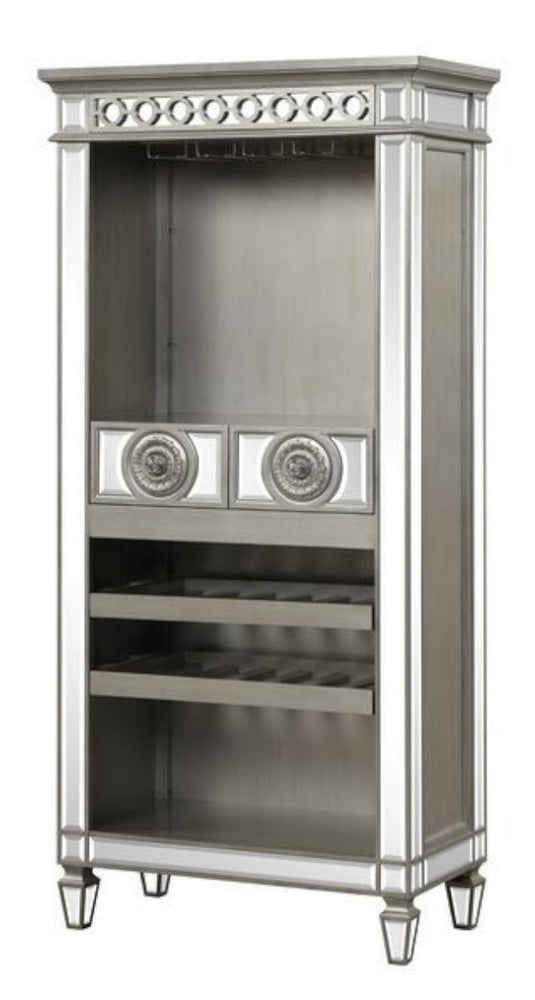 Varian Mirrored/Antique Platinum Wood High Wine Cabinet