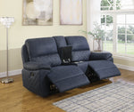 Variel 3-Pc Blue Faux Suede Manual Recliner Loveseat