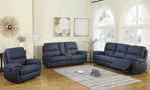 Variel 3-Pc Blue Faux Suede Manual Recliner Loveseat