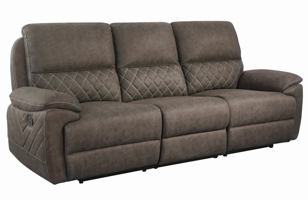 Variel 3-Pc Taupe Faux Suede Manual Recliner Sofa