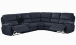 Variel 6-Pc Blue Faux Suede Manual Recliner Sectional