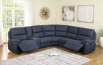 Variel 6-Pc Blue Faux Suede Manual Recliner Sectional