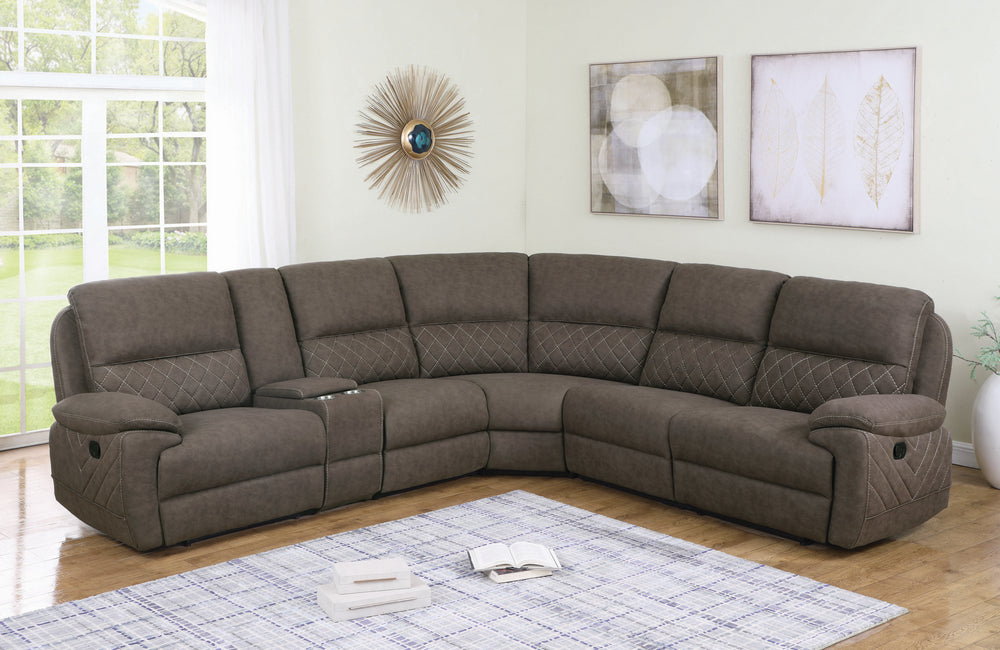 Variel 6-Pc Taupe Faux Suede Manual Recliner Sectional