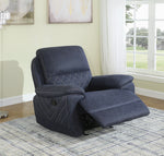 Variel Blue Faux Suede Manual Glider Recliner